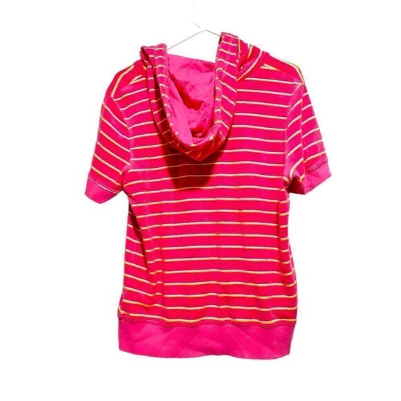 Nike Sportwear Pocket Full Zip Hooded Jacket PinK Large ( 12-14 ) Striped - Picture 2 of 7